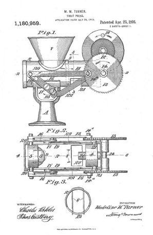 A copy of Madeline M. Turner’s juicer patent.